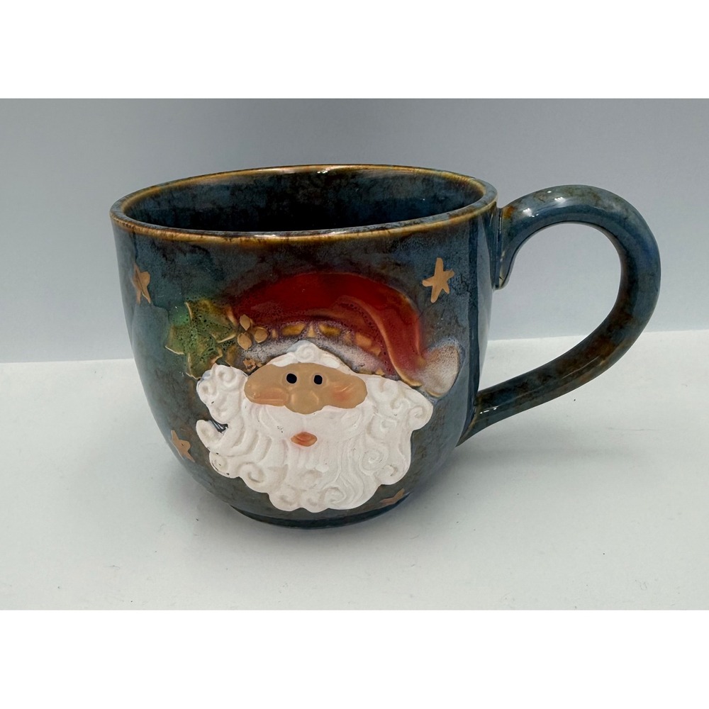burton + BURTON Santa Mug Large Blue Christmas 3D Embossed Stars